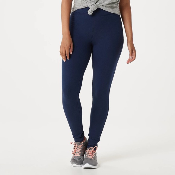 DENIM & CO Active Duo Stretch Leggings Navy - Picture 6 of 6